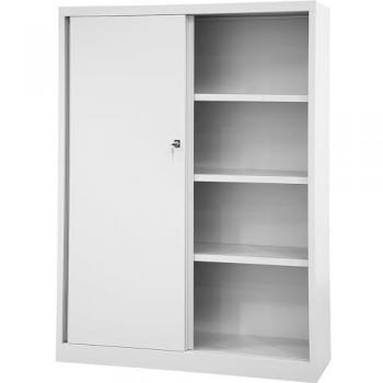 Armario de Puertas Correderas Eco Bisley con 3 Baladas y 4 Alturas para Carpetas, Color Gris Claro