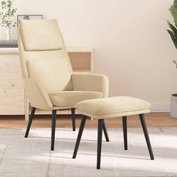 Sillón de relax con reposapiés de tela color crema