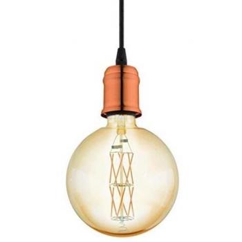 Lámpara Colgante Vintage Yorth Cobre y Negro E27 1 Bombilla 200cm