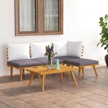 5-Piece Garden Lounge Set with Cushions in Solid Acacia Wood