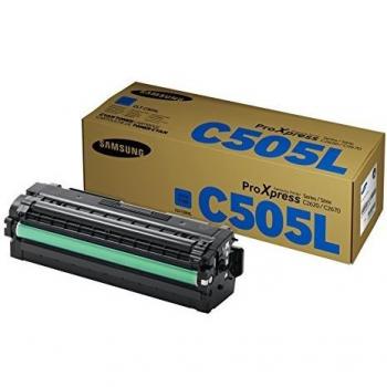 Samsung CLT-C505L, SU035A, Cian, Cartucho Tóner de Alta Capacidad Original, de 3.500 páginas, compatible con impresoras Samsung LaserJet ProXpress Color C2620DW, C2670FW y C2680FX