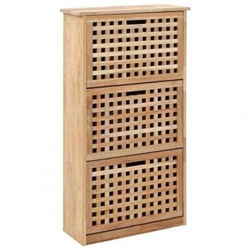 SengentoStyle Schoenenkast 55x20x104 cm massief walnotenhout