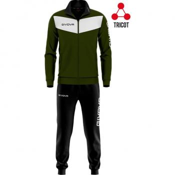 Givova Tuta Visa Chándal Verde / Negro con chaqueta y pantalones, tejido ligero y transpirable, diseño moderno, ajuste cómodo, ideal para entrenamiento y uso diario