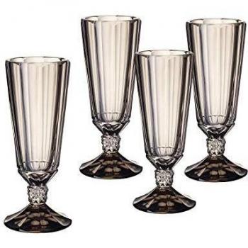 Villeroy & Boch Opéra Smoke Copa de cava, Set de 4, 145 ml, Vidrio de cristal, Transparente/Gris