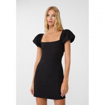 Stradivarius Black Short Open-Back Dress with Elasticated Details Size L