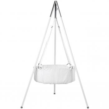 Berceau LEANDER – Berceau Blanc avec matelas et crochets de plafond – avec trépied – Blanc