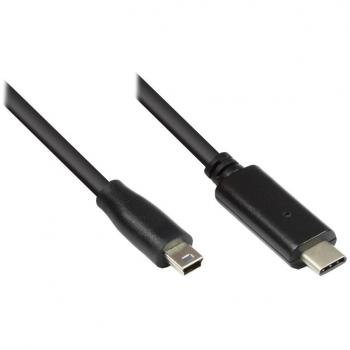 Cable USB 2.0 de 1,8 m con conector USB-C a Mini B, color negro