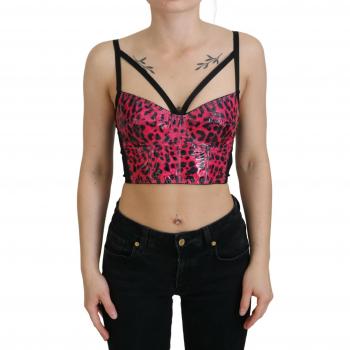 Dolce & Gabbana Pink Leopard Print Cropped Bustier Corset Top - IT40|S, Size XS, Sleeveless, Female