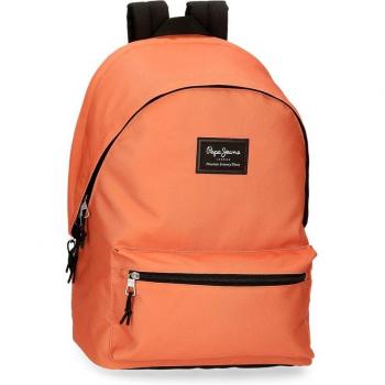 Mochila Pepe Jeans Aris Evergreen porta ordenador dos compartimentos naranja.