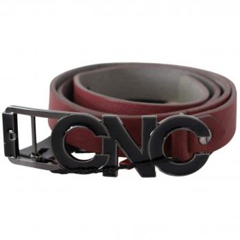 Costume National Maroon Skinny Leather Logo Fashion Belt - 100 cm / 40 Inches