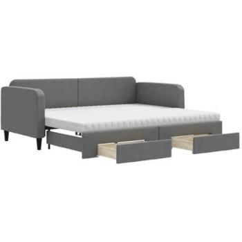 Sofá cama nido con cajones tela gris oscuro 90x190 cm
