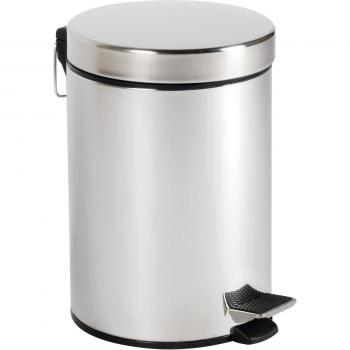 Metaltex Cubo Pedal Redondo INOX. 20 LTS, Acero Inoxidable, Negro, 20 l
