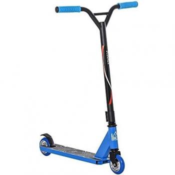 HOMCOM Patinete de Acrobacia Trucos y Saltos Patinete Freestyle de Aluminio para Adolescentes +14 Años y Adultos Carga 100 kg con Manillares de Caucho 68x46x84 cm Azul