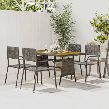 5-Piece Grey Poly Rattan Outdoor Dining Set