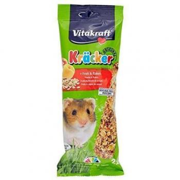 Vitakraft - Barritas Kräcker para Hámsters, Variedad Fruta y Copos de Cereales - 2 uds x 112 g