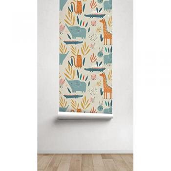 Papel Pintado Infantil Selva Animales - Rollo 55 x 250 cm