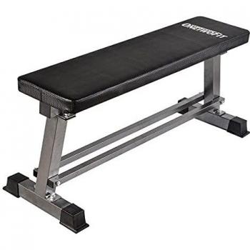 OneTwoFit Banco de Musculación Plano Banco para Levantamiento de Pesas Entrenamiento y para Ejercitar el Abdomen con Bastidor para Mancuernas Capacidad de 660lbs OT070