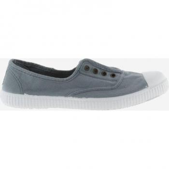 Zapatillas de lona para mujer con elástico central y puntera de goma