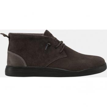 Botas de ante con cordones en marrón oscuro