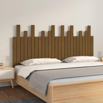 Cabecero de pared ámbar 159,5x3x80cm madera maciza de pino marrón miel