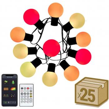 Kit 25 bombillas G40 DC5V 5m RGB IR Bluetooth IP65 RGB