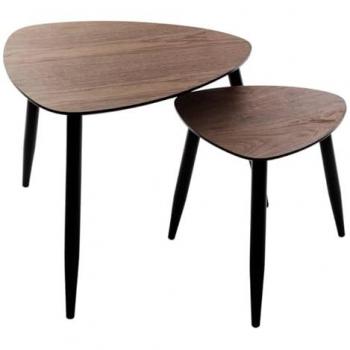 Juego de 2 mesas de centro Mileo Walnut con efecto nogal