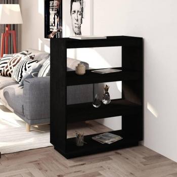 Estantería/partición negro 80x35x103 cm madera maciza de pino