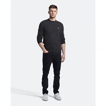 Lyle and Scott Men's Charcoal Marl Crew Neck Lambswool Blend Jumper - Male - Grey - Medium