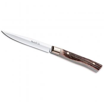 Cuchillo de caza Muela Ma MA-10A , cachas de asta de ciervo y alpaca, enterizo, peso 80 gramos, hoja de 10,5 cm + tarjeta multiusos de regalo