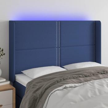 Cabecero LED Tejido Azul 147x16x111/128 cm