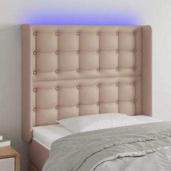 Cabecero LED Cappuccino 83x16x111/128 cm en Cuero sintético