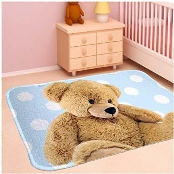 Alfombra Infantil Ultra Suave 130x180 cm con Motivos Animales Azules