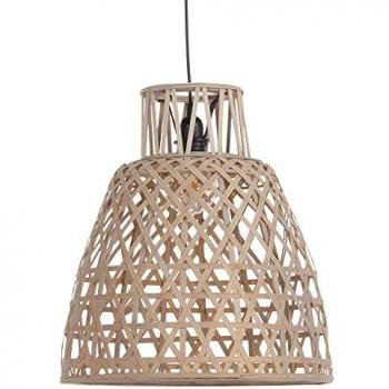 Lámpara de Techo Natural 40 x 40 x 44 cm - Aire de Originalidad, Suspensión Natural, Lámpara de Techo Trenzada Exótica de Ratán y Metal Natural Ø 40x44 cm