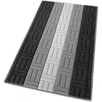 Alfombra de Cocina 3D Gris Bordada Antideslizante Absorbente 57x290 cm Made in Italy