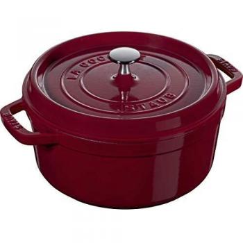 STAUB 24cm Round Cast Iron Cocotte in Bordeaux with Lid