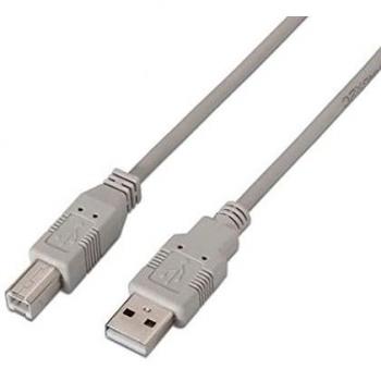 AISENS A101-0003 - Cable USB 2.0 Impresora de 3 m, Color Beige