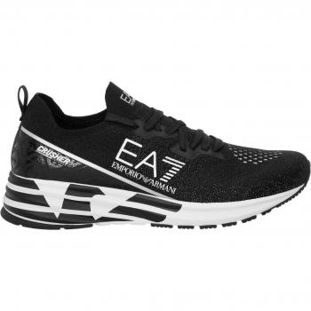 EA7 Emporio Armani Men's Black Crusher Distance Knit Sneakers