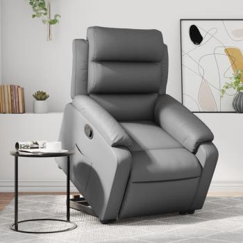 Silla elevadora reclinable de cuero artificial gris Vidaxl