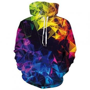 Freshhoodies Hombre Sudadera Impreso en 3D Geometríal Sudadera con Capucha Cordón Bolsillo Mangas Largas XL