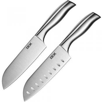 Deik Cuchillo de Cocinero Chef e Cuchillo Santoku Japones, 2 PCS Profesionales Acero Inoxidable Cuchillo de Cocina, Súper Afilado Cuchillos Cocinero para Frutas, Verduras, Carne