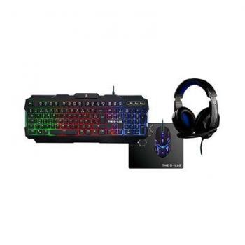 The G-Lab Combo Argon – Pack Gaming 4 en 1 - Teclado Gaming QWERTY – Incluye Ñ - Retroiluminado, Ratón Gaming de 3200 dpi, Auriculares Gaming, Alfombrilla de Ratón Antideslizante – PC PS4 Xbox One