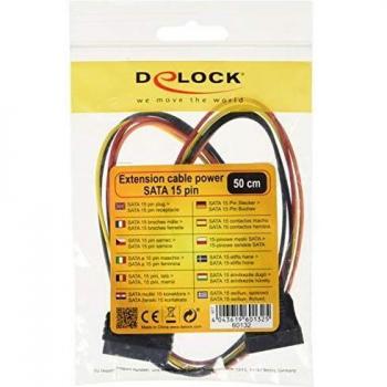 Cable de extensión de alimentación SATA 15 Pin macho a hembra 50 cm