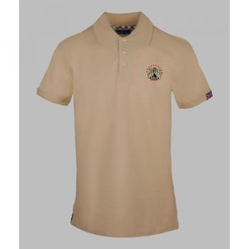Aquascutum Men's London Crest Beige Polo Shirt - Size Small
