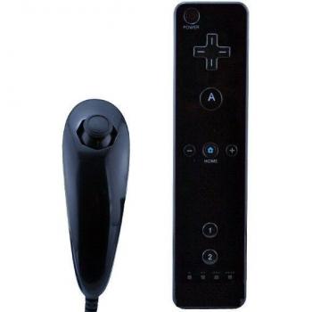 Combo Mando a Distancia Negro con Sensor de Movimiento + Nunchuck con Cable para Consola Nintendo Wii