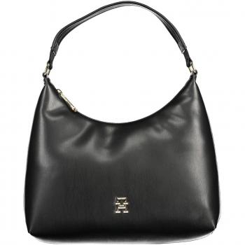 Elegant Black One-Handle Shoulder Bag with Zip by Tommy Hilfiger
