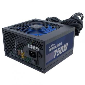 Fuente de Alimentación CoolBox PowerLine III 750W ATX, Eficiencia 85%, PFC Activo, Ventilador Silencioso de 12cm, 6 Conectores SATA