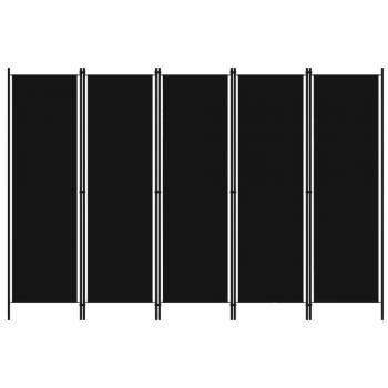 5-Panel Room Divider Black 250x180 cm