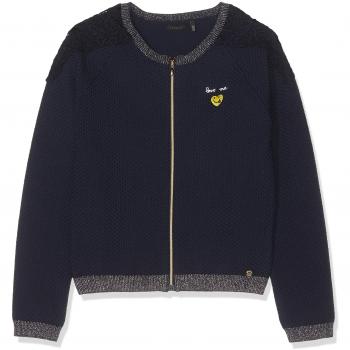 IKKS Cardigan Tricot Navy A Volant CŒUR Jaune, Chaleco de Traje para Niñas, Bleu 48, 3 años