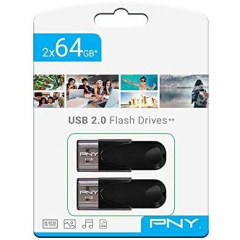 Pendrive 64GB PNY Attaché 4 - Pack de 2 Unidades, USB 2.0, Alta Velocidad y Amplia Compatibilidad