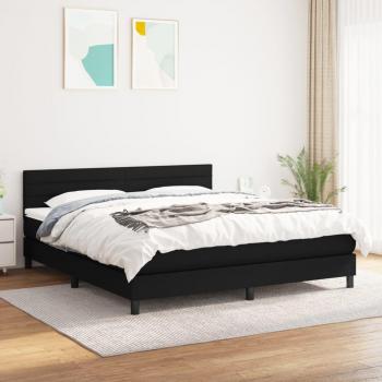 Cama box spring con colchón de tela negro 180x200 cm